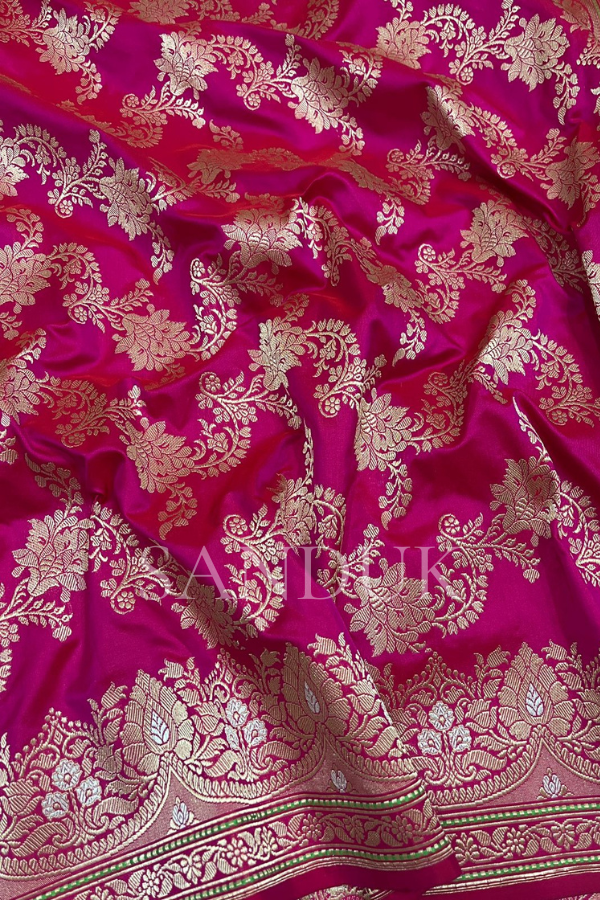 Gulabi Banarasi Kadhua Silk Saree