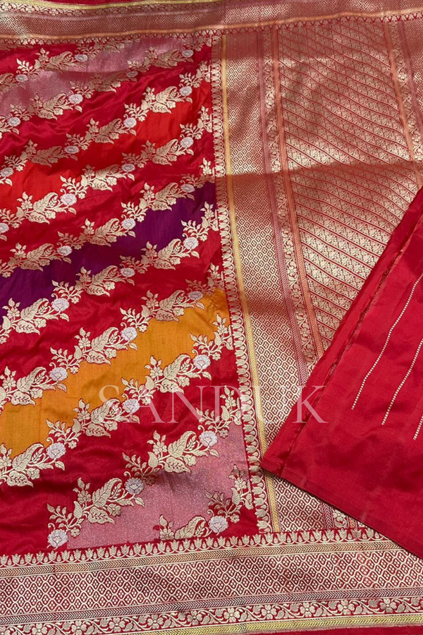 Rankaat Jangla Red Saree