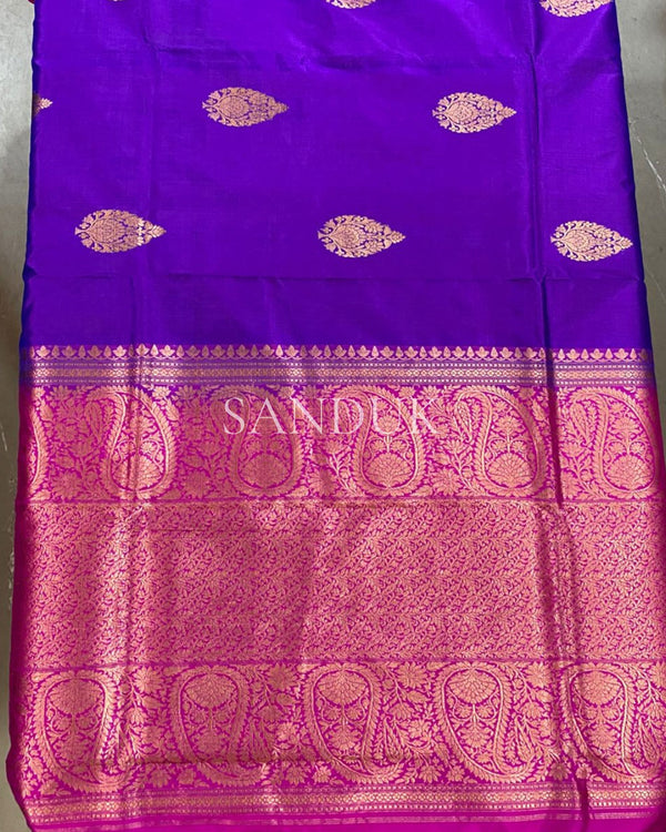 Contrast Border Katan Silk Purple (Saree)