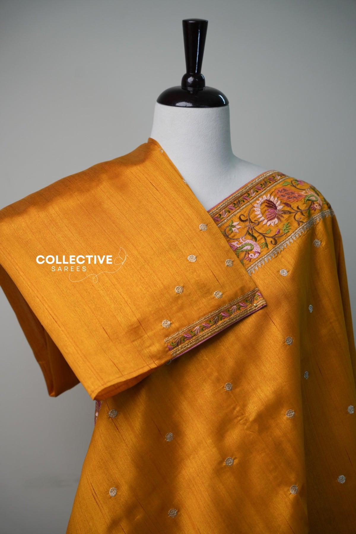 Semi Tussar Saree — Mustard Yellow