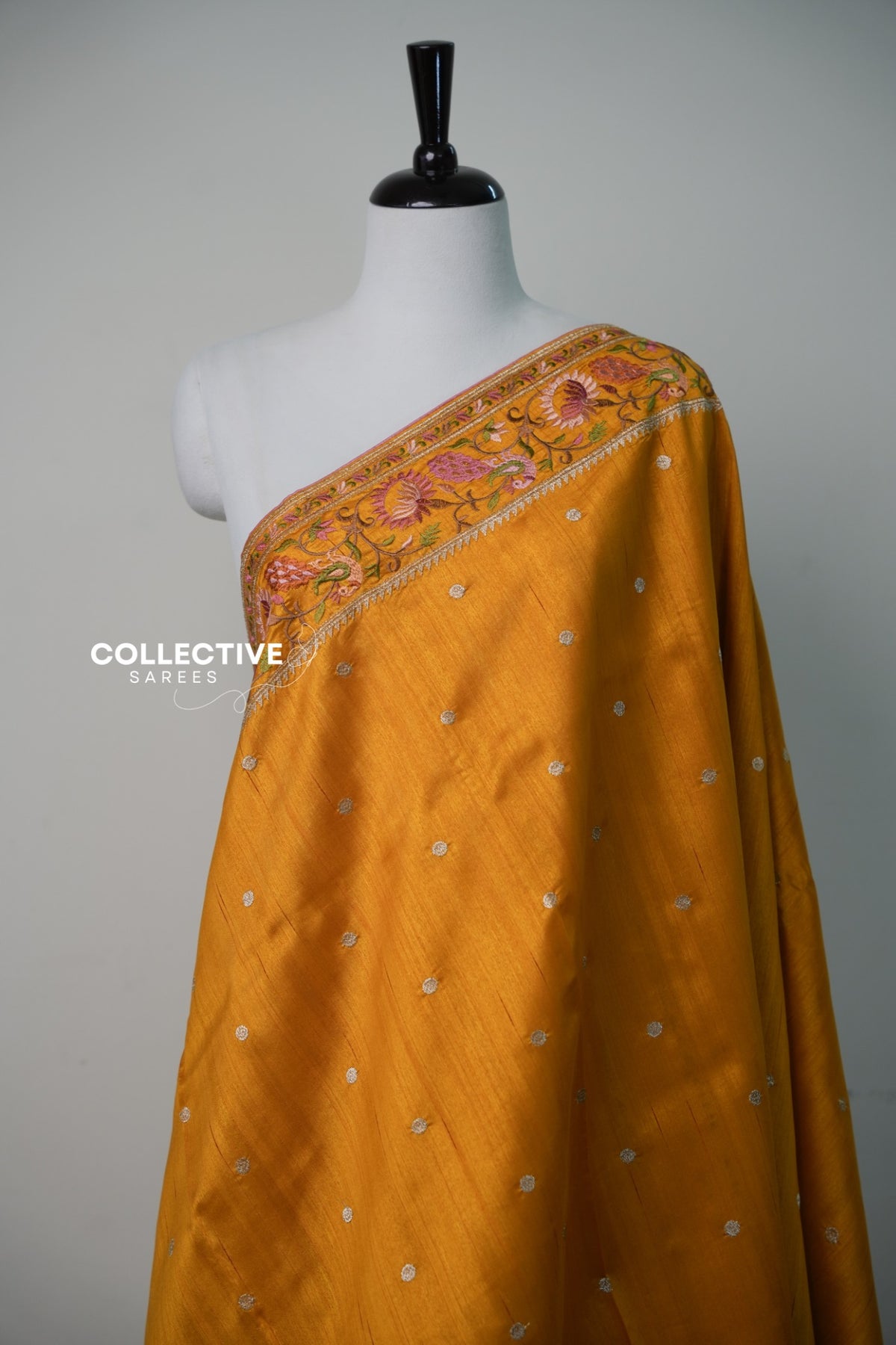 Semi Tussar Saree — Mustard Yellow