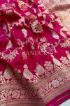 Ruby Red Katan Silk Jangla Saree
