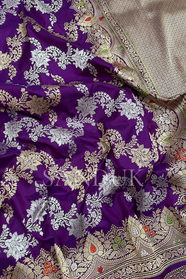 Purple Jangla Meenakari Saree