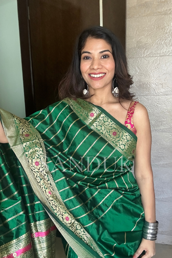 Green stripe Saree