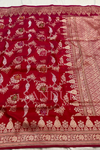 Ruby Red Katan Silk Jangla Saree