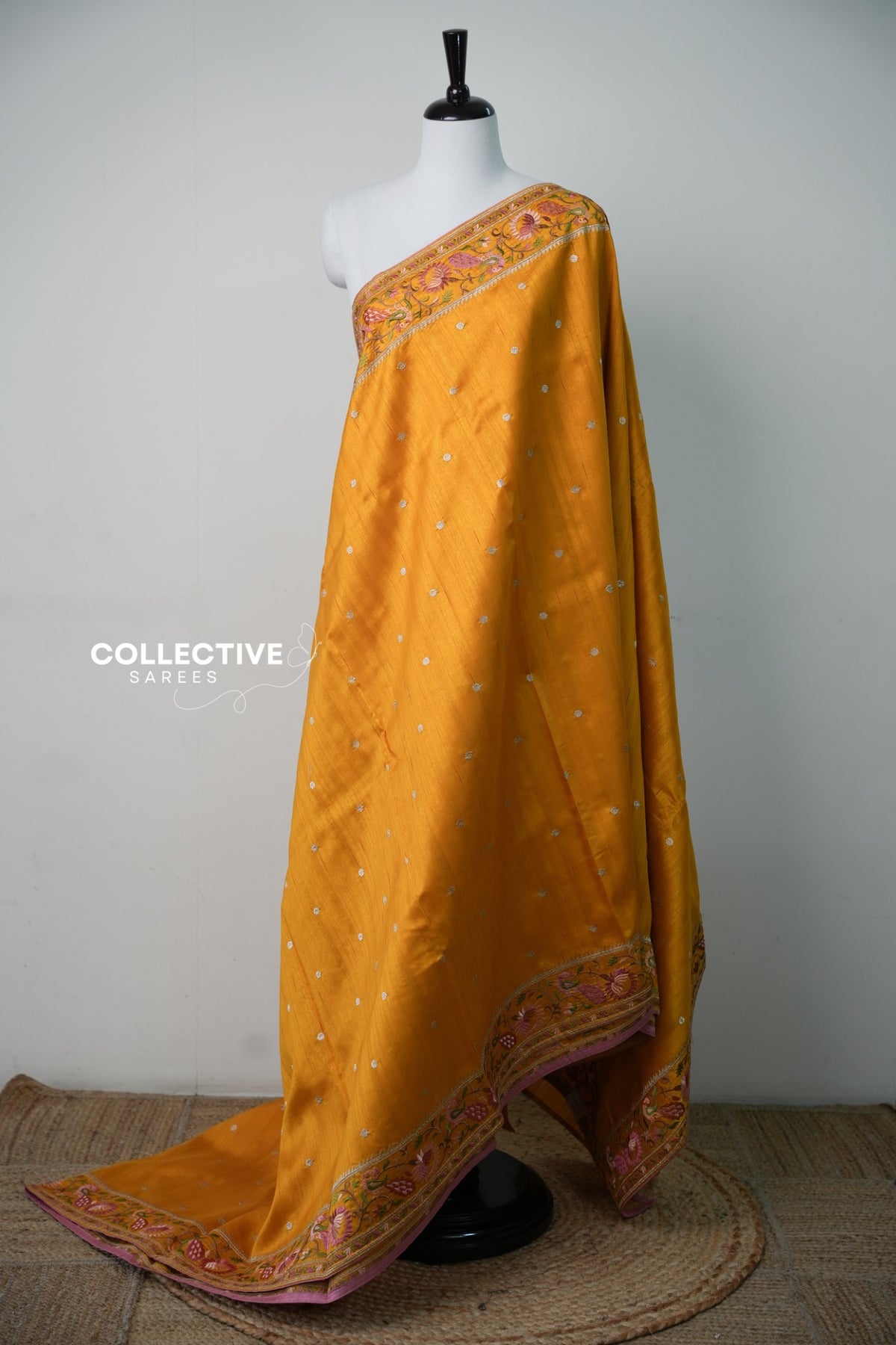 Semi Tussar Saree — Mustard Yellow